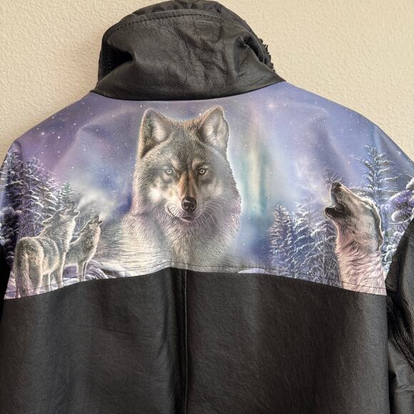 Bradford Exchange James Meger Spirits Of The Pack Leather Bomber Jacket XL - Picture 4 of 8